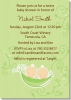 Twins Two Peas in a Pod Caucasian - Baby Shower Invitations
