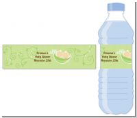 Twins Two Peas in a Pod Caucasian - Personalized Baby Shower Water Bottle Labels
