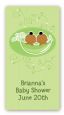 Twins Two Peas in a Pod African American - Custom Rectangle Baby Shower Sticker/Labels thumbnail