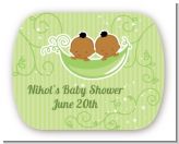 Twins Two Peas in a Pod African American - Personalized Baby Shower Rounded Corner Stickers