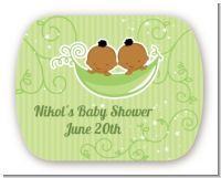 Twins Two Peas in a Pod African American - Personalized Baby Shower Rounded Corner Stickers