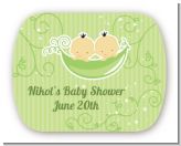 Twins Two Peas in a Pod Asian - Personalized Baby Shower Rounded Corner Stickers