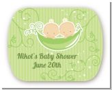 Twins Two Peas in a Pod Caucasian - Personalized Baby Shower Rounded Corner Stickers