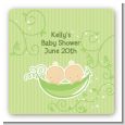 Twins Two Peas in a Pod Caucasian - Square Personalized Baby Shower Sticker Labels thumbnail