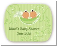 Twins Two Peas in a Pod Hispanic - Personalized Baby Shower Rounded Corner Stickers