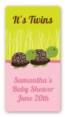 Twin Turtle Girls - Custom Rectangle Baby Shower Sticker/Labels