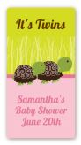 Twin Turtle Girls - Custom Rectangle Baby Shower Sticker/Labels