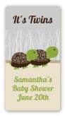 Twin Turtles - Custom Rectangle Baby Shower Sticker/Labels