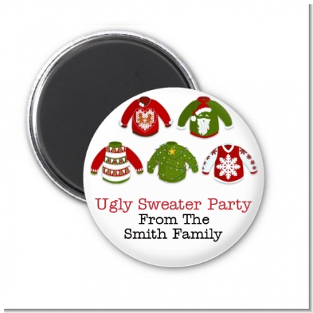 Ugly Sweater Party - Personalized Christmas Magnet Favors