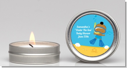 Under the Sea African American Baby Boy Snorkeling - Baby Shower Candle Favors