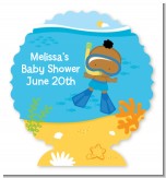 Under the Sea African American Baby Boy Snorkeling - Personalized Baby Shower Centerpiece Stand