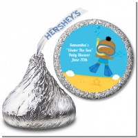 Under the Sea African American Baby Boy Snorkeling - Hershey Kiss Baby Shower Sticker Labels