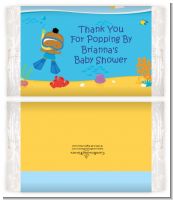 Under the Sea African American Baby Boy Snorkeling - Personalized Popcorn Wrapper Baby Shower Favors