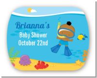 Under the Sea African American Baby Boy Snorkeling - Personalized Baby Shower Rounded Corner Stickers
