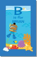 Under the Sea African American Baby Boy Snorkeling - Personalized Baby Shower Nursery Wall Art