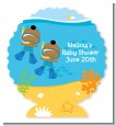 Under the Sea African American Baby Boy Twins Snorkeling - Personalized Baby Shower Centerpiece Stand thumbnail