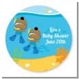 Under the Sea African American Baby Boy Twins Snorkeling - Personalized Baby Shower Table Confetti thumbnail