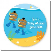 Under the Sea African American Baby Boy Twins Snorkeling - Personalized Baby Shower Table Confetti