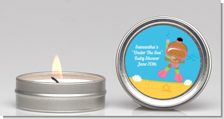 Under the Sea African American Baby Girl Snorkeling - Baby Shower Candle Favors