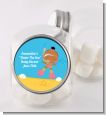 Under the Sea African American Baby Girl Snorkeling - Personalized Baby Shower Candy Jar thumbnail