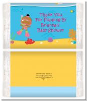 Under the Sea African American Baby Girl Snorkeling - Personalized Popcorn Wrapper Baby Shower Favors