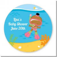 Under the Sea African American Baby Girl Snorkeling - Personalized Baby Shower Table Confetti