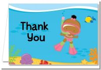 Under the Sea African American Baby Girl Snorkeling - Baby Shower Thank You Cards