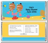 Under the Sea African American Baby Girl Twins Snorkeling - Personalized Baby Shower Candy Bar Wrappers