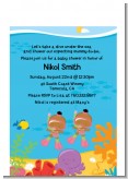 Under the Sea African American Baby Girl Twins Snorkeling - Baby Shower Petite Invitations