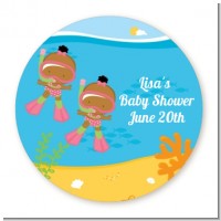 Under the Sea African American Baby Girl Twins Snorkeling - Personalized Baby Shower Table Confetti