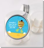 Under the Sea African American Baby Snorkeling - Personalized Baby Shower Candy Jar