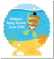 Under the Sea African American Baby Snorkeling - Personalized Baby Shower Centerpiece Stand