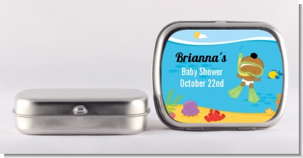 Under the Sea African American Baby Snorkeling - Personalized Baby Shower Mint Tins