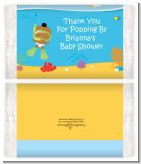 Under the Sea African American Baby Snorkeling - Personalized Popcorn Wrapper Baby Shower Favors