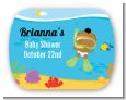 Under the Sea African American Baby Snorkeling - Personalized Baby Shower Rounded Corner Stickers thumbnail