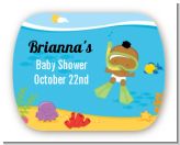 Under the Sea African American Baby Snorkeling - Personalized Baby Shower Rounded Corner Stickers