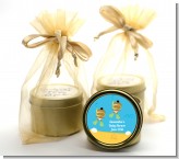 Under the Sea African American Baby Twins Snorkeling - Baby Shower Gold Tin Candle Favors