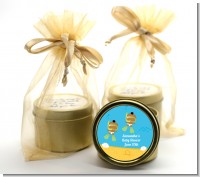 Under the Sea African American Baby Twins Snorkeling - Baby Shower Gold Tin Candle Favors