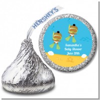 Under the Sea African American Baby Twins Snorkeling - Hershey Kiss Baby Shower Sticker Labels
