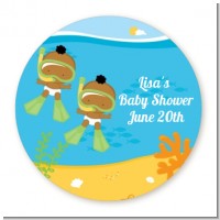 Under the Sea African American Baby Twins Snorkeling - Personalized Baby Shower Table Confetti