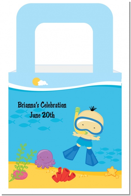 Under the Sea Asian Baby Boy Snorkeling - Personalized Baby Shower Favor Boxes