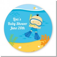 Under the Sea Asian Baby Boy Snorkeling - Personalized Baby Shower Table Confetti