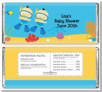 Under the Sea Asian Baby Boy Twins Snorkeling - Personalized Baby Shower Candy Bar Wrappers