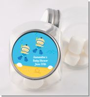 Under the Sea Asian Baby Boy Twins Snorkeling - Personalized Baby Shower Candy Jar