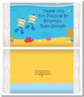 Under the Sea Asian Baby Boy Twins Snorkeling - Personalized Popcorn Wrapper Baby Shower Favors