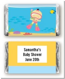 Under the Sea Asian Baby Girl Snorkeling - Personalized Baby Shower Mini Candy Bar Wrappers