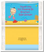 Under the Sea Asian Baby Girl Snorkeling - Personalized Popcorn Wrapper Baby Shower Favors