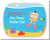 Under the Sea Asian Baby Girl Snorkeling - Personalized Baby Shower Rounded Corner Stickers