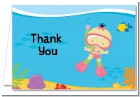 Under the Sea Asian Baby Girl Snorkeling - Baby Shower Thank You Cards