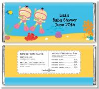 Under the Sea Asian Baby Girl Twins Snorkeling - Personalized Baby Shower Candy Bar Wrappers